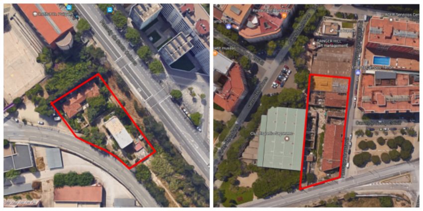 Sectors a reurbanitzar: l'esquerra, el sector de Colorantes; a la dreta, el de la Sagrera / AJUNTAMENT DE BARCELONA