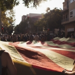 Columna de Sant Andreu de Palomar durant la vaga general del passat 3 d'octubre / COLECCIONISTAS DE MOMENTOS