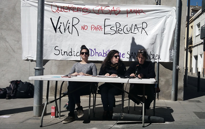 Roda de premsa del Sindicat d'Habitatge de Sant Andreu d'aquest dilluns / CEDIDA