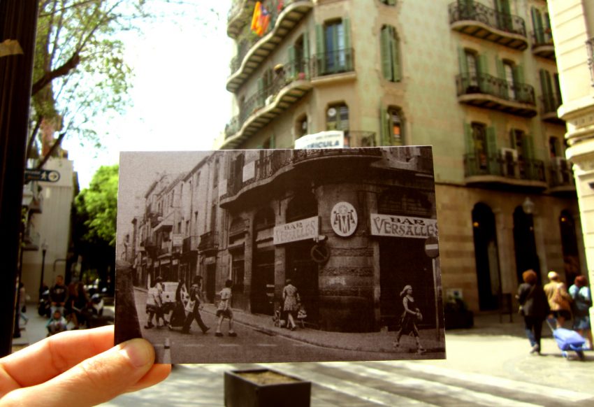 Bar Versalles, al carrer Gran de Sant Andreu 255 (edifici de Can Vidal) a inicis dels anys setanta. / Imatge original publicada pel Pau Vinyes Roig al grup de Facebook Sant Andreu de Palomar Abans. Autor desconegut. Fons Teresa Torrents. @resantandreu