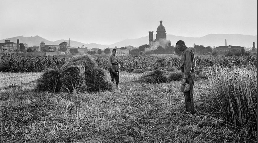 Pagesos al camp en el moment de l'Angelus, dècada de 1920 / COL·LECCIÓ ARISA - IEFC