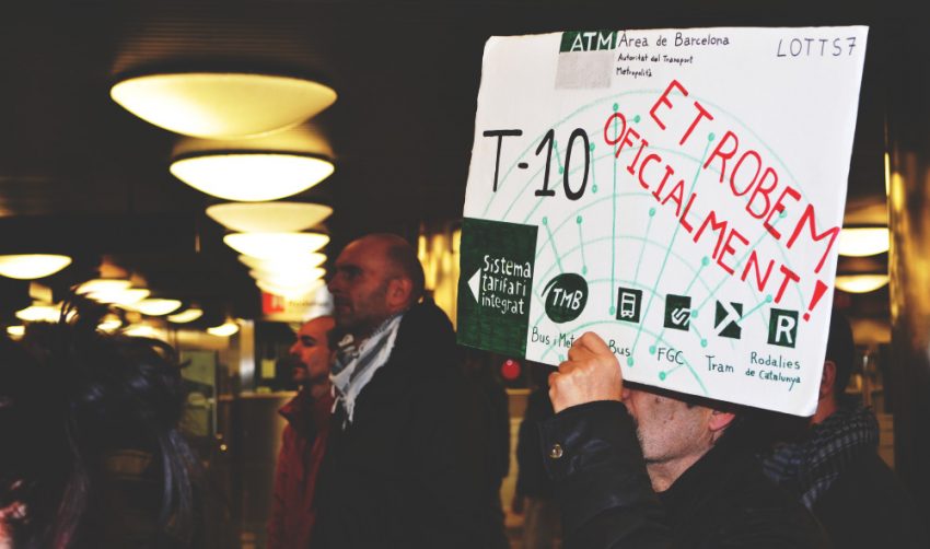 Protesta a l'estació de La Sagrera, el passat 30 de gener del 2014 / DGM